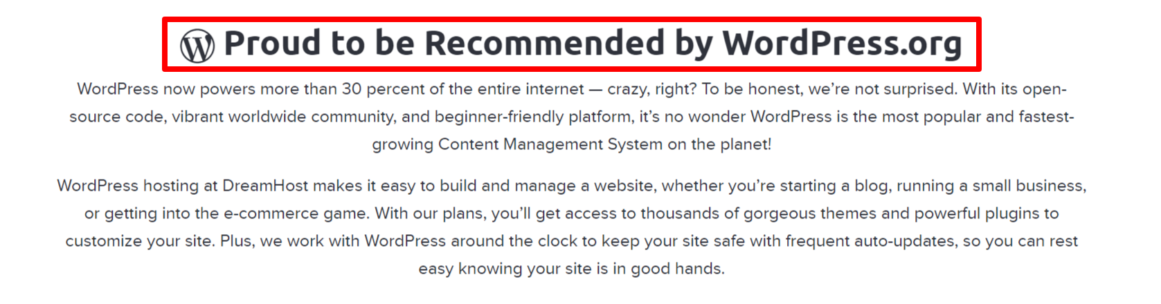 Recommended by WordPress.org