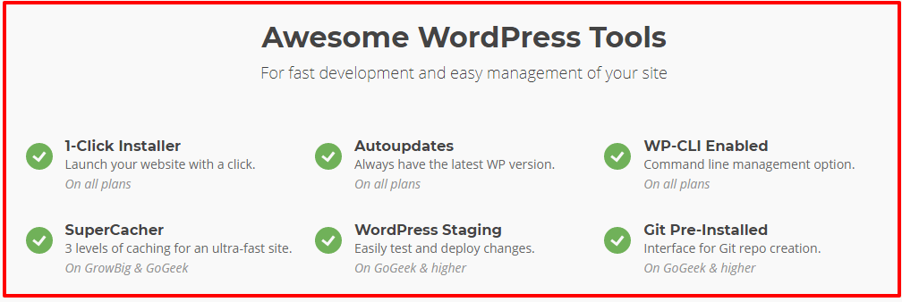 Siteground WordPress Hosting Features